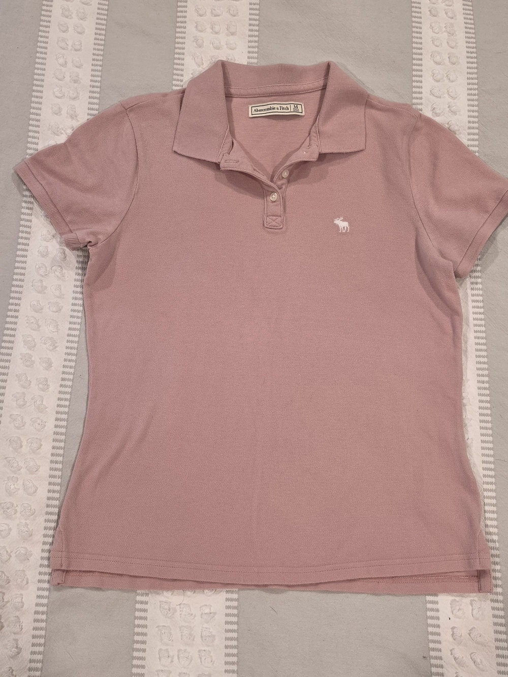Abercrombie & Fitch Dusty Rose Polo Shirt with Moose Logo